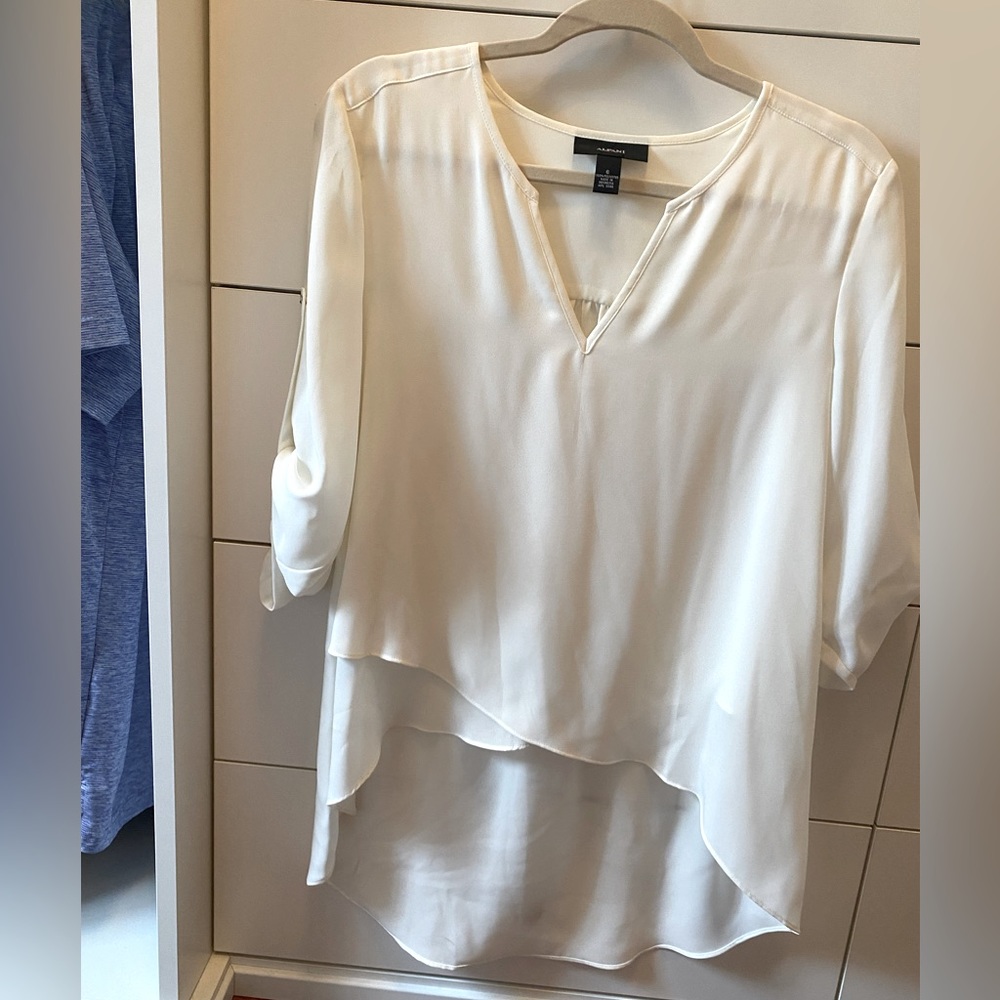 Alfani cream white blouse size with adjustable sleeves - 6